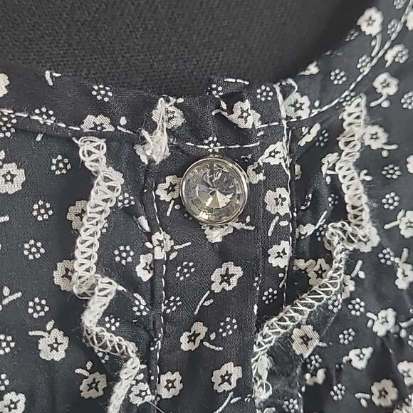 ambiance Apparels sz L dropwaist blouse button front waist ties - Picture 3 of 8